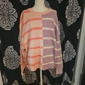 Meerokeety Pink and Purple Striped Sweater